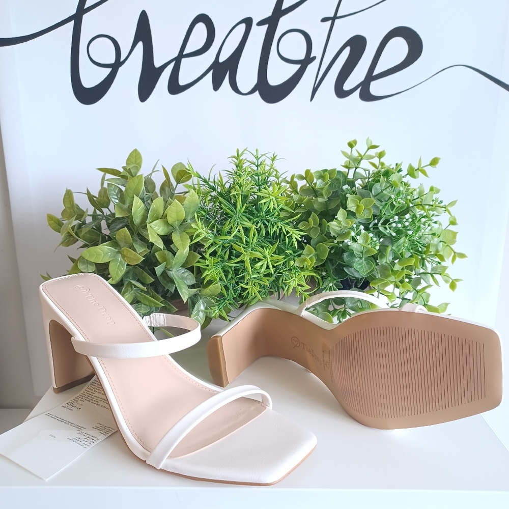 The Drop Avery Square Toe Sandals | Size EU 39 / US 8 | Ivory - Picture 4 of 7